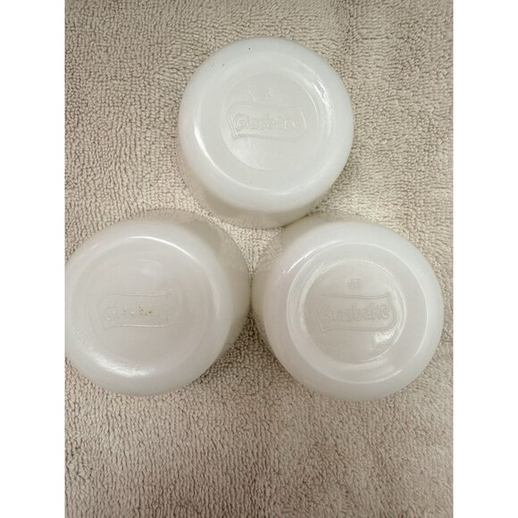 Lot of 3 Vintage Milk Glass Glasbake Custard Ramekin Baking Cups Small Dishes - Picture 3 of 8